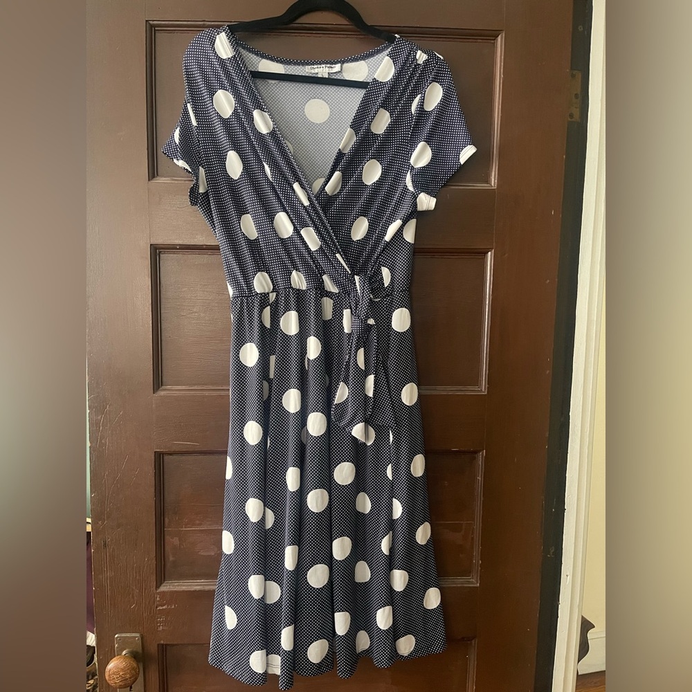 Shelby & Palmer Navy and White Polka Dot Dress